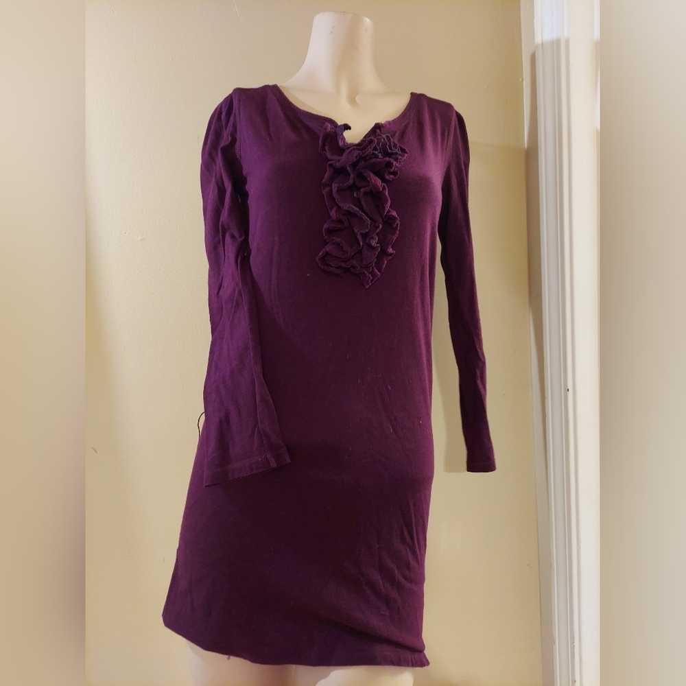 Ralph Lauren Ruffled Burgundy Long Sleeve Top